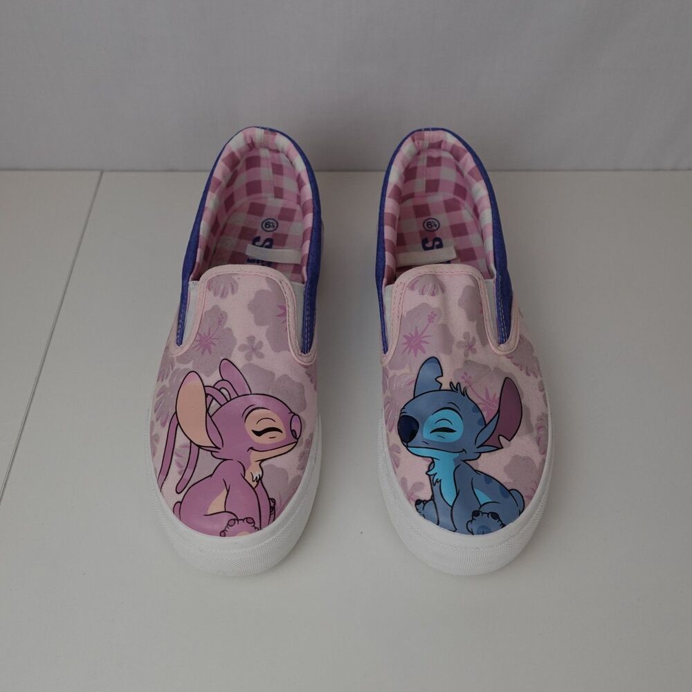 Disney Stitch & Angel Slip on Shoes Women Sz 6.5 Pink Blue Canvas Lilo & Stitch - Picture 14 of 14